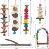 Bird Perch & Toys - 6 Pack Accessories, Wooden Chew Toys & Perch Stand for Parakeet, Conure, Cockatiel, Lovebird, Parrotlet, Budgie, Finches & Other Small to Medium Sized Birds