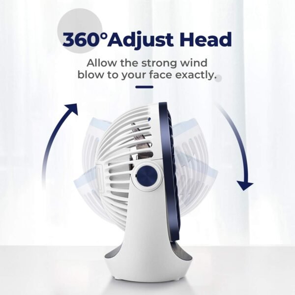 USB Desk Table Fan with Strong Airflow & Quiet Operation, Portable Cooling Fan Speed Adjustable 360°Rotatable Head for Home Office Bedroom Table and Desktop