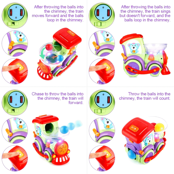 Toy Train for 1+ Year Toddler Electric Train with Drop Balls Music Talking Sound Sensor Light Baby Car Toys Gift Kids