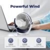 USB Desk Table Fan with Strong Airflow & Quiet Operation, Portable Cooling Fan Speed Adjustable 360°Rotatable Head for Home Office Bedroom Table and Desktop