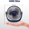 USB Desk Table Fan with Strong Airflow & Quiet Operation, Portable Cooling Fan Speed Adjustable 360°Rotatable Head for Home Office Bedroom Table and Desktop
