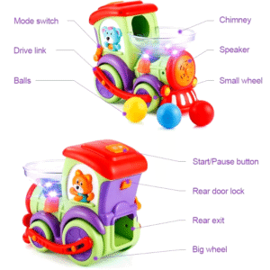Toy Train for 1+ Year Toddler Electric Train with Drop Balls Music Talking Sound Sensor Light Baby Car Toys Gift Kids