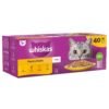 WHISKAS - 1+ Adult Wet Cat Food Pouches - 40 x 85 g - Poultry Selection - Bulk Cat Food Megapack - 40 Jelly Pouches
