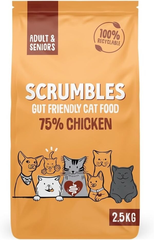 Scrumbles All Natural Dry Cat Food with 75% Chicken, High Protein Food For Adults And Seniors, 2.5Kg,package may vary