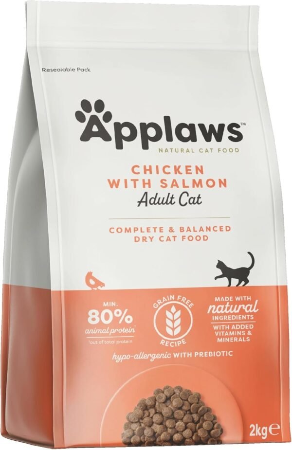 Applaws Complete and Grain Free Dry Adult Cat Food, Chicken with Salmon, 2kg (Pack of 1)