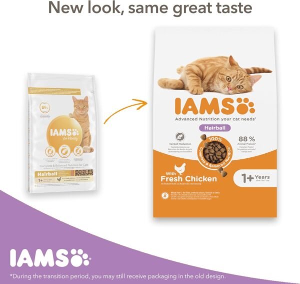 IAMS Hairball Complete Dry Cat Food Chicken 3kg - Significantly Reduces Hairball Formation